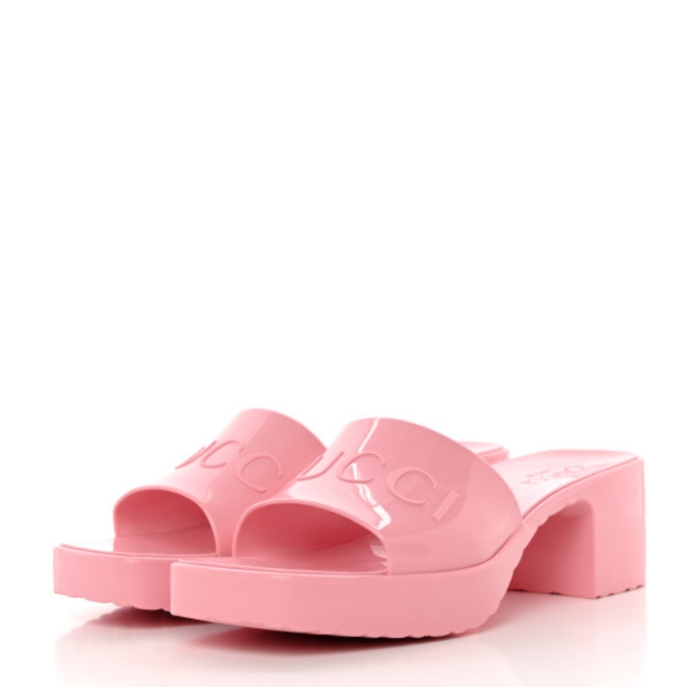 Rubber Gucci Logo Womens Platform Slide Sandals - Picture 3 of 3